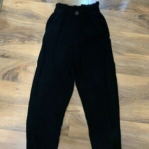 Zara Women’s Black Corduroy Paper Bag Waist Trousers Size 00 US